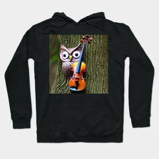 An Owl Appearing Out From A Tree With Violin By Its Side Hoodie